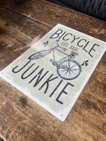 Bicycle Junkie Bike Tin Sign Plaque en métal 15,2 x 20,3 cm 3