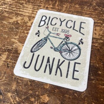 Bicycle Junkie Bike Tin Sign Plaque de signalisation en métal 11 x 16 pouces 2