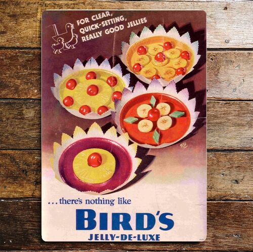 Birds Custard Jelly-De-Luxe Metal Sign 6x8inch