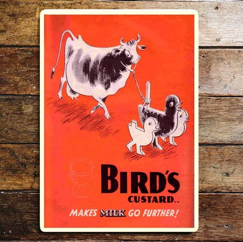 Birds Custard Makes Milk Go Further Metal Sign 8x10inch