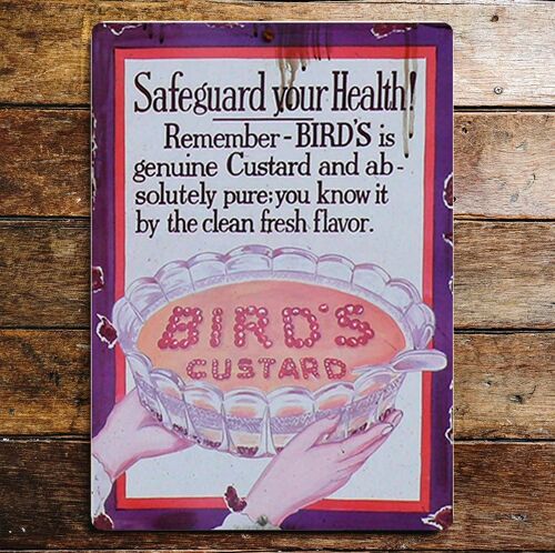 Birds Custard Safeguard Your Health Metal Sign 6x8inch