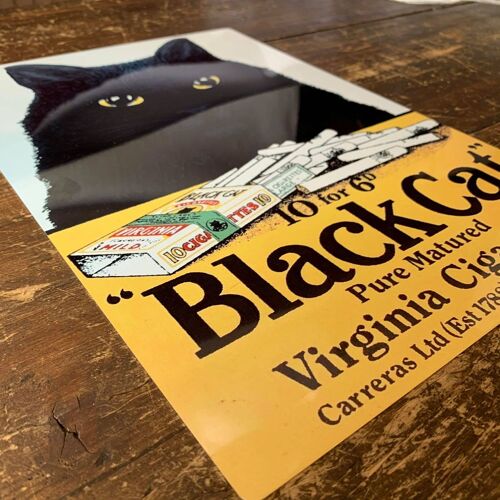 Black Cat Metal Advertising Wall Sign 6x8inch