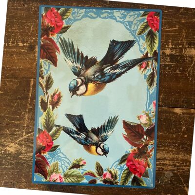 Blue Birds Collage – Humor-Wandschild aus Metall, 20,3 x 25,4 cm