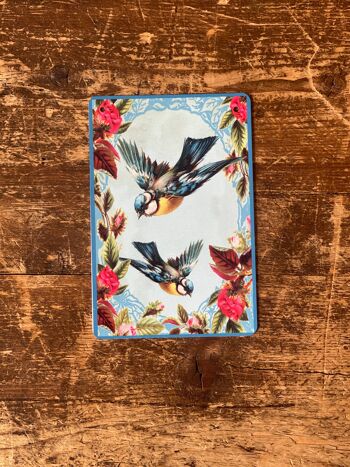 Collage d'oiseaux bleus - Panneau mural humoristique en métal 11 x 16 pouces 3