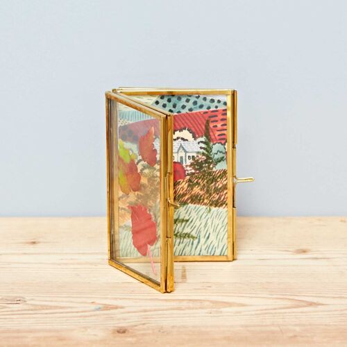 Alia Recycled Metal Medium Gold Double Photo Frame