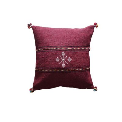 Coussin Berbère Bordeaux avec liséré