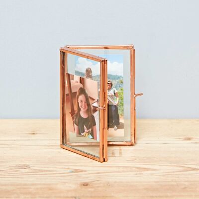 Alia Recycled Metal Medium Rose Gold Double Photo Frame