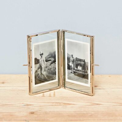 Alia Recycled Metal Medium Silver Double Photo Frame