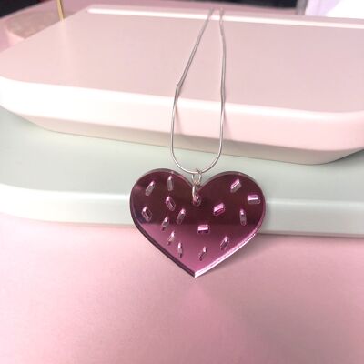 Love sprinkles necklace - acrylic mirror pink