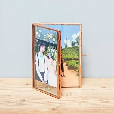 Alia Recycled Metal Large Rose Gold Double Photo Frame