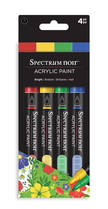 Marqueur de peinture acrylique Spectrum Noir (4PC) - Brillant 4