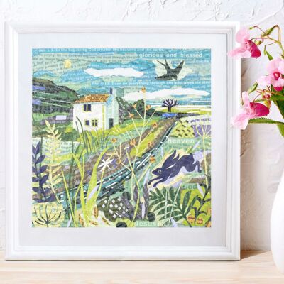 Purple Hare Green Swallow Signed Print