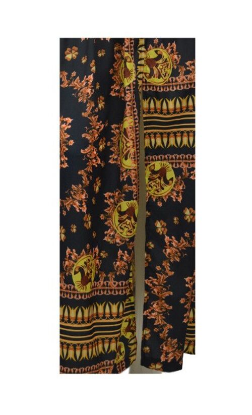 Baroque Print Maxi Skirt - Black