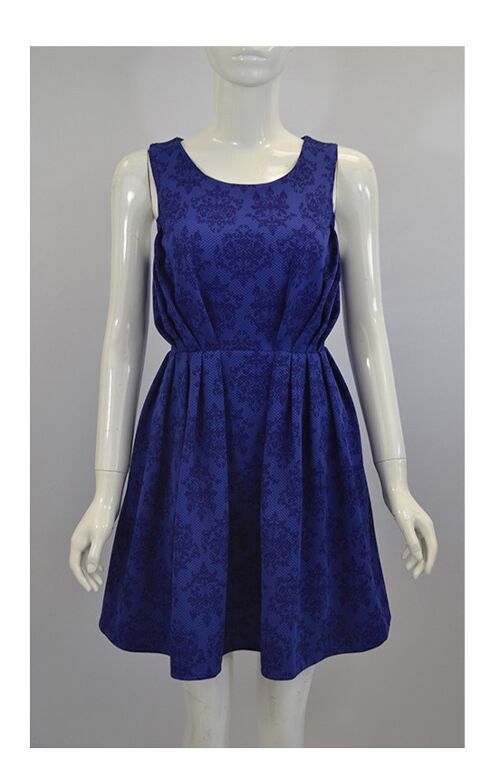 Fit & Flare Pleated Dress. - Blue