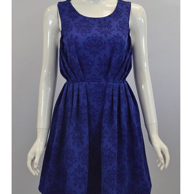 Fit & Flare Pleated Dress. - Blue