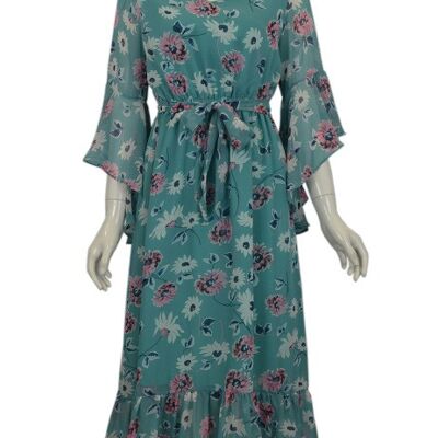 Vestido Midi Floral Azul - Aqua