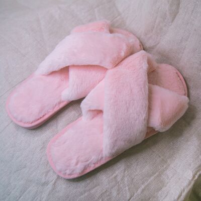 Blossom Faux Fur Slippers - Pink