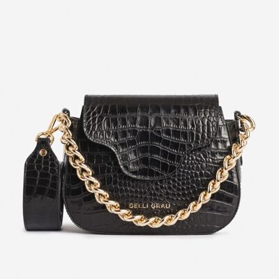 Mini Elena Night Black Croc