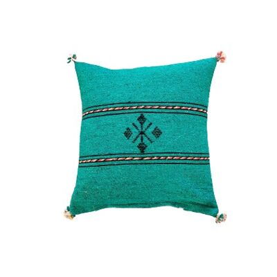 Grünes marokkanisches Kissen mit Bordüre