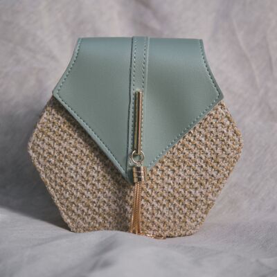 Isla Woven Rattan Bag - Sage