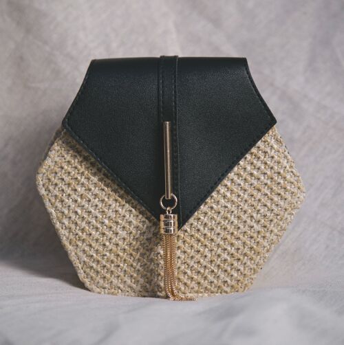 Isla Woven Rattan Bag - Black