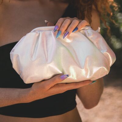 Melody Iridescent Cloud Bag - White