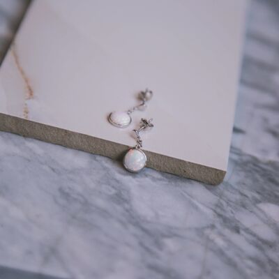 Lumi Opal Drop Earrings - Silver