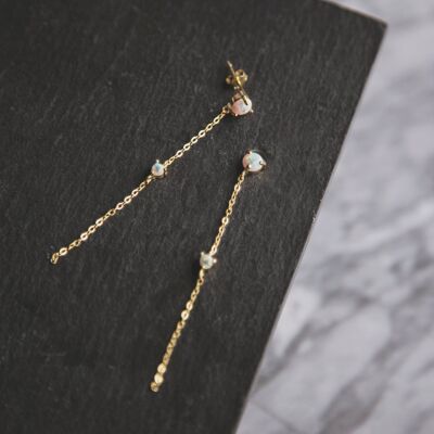 Eira Opal Drop Chain Earrings - Gold