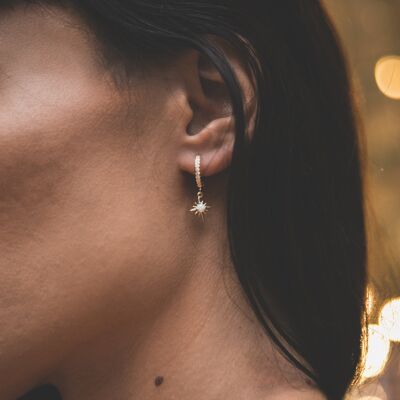 Neve Opal Star Huggie Hoop Earrings