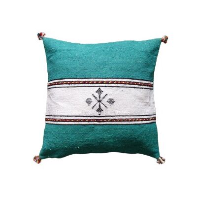 Green and white Berber cushion