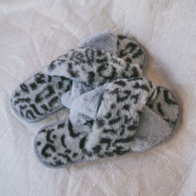 Pantuflas con estampado de leopardo Noelle - Gris