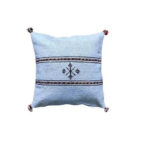 Coussin Marocain Bleu Ciel avec liséré