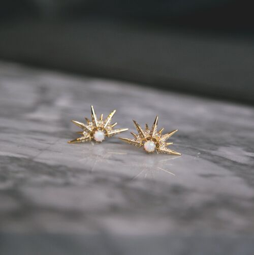 Alaska Opal Spike Stud Earrings - Gold