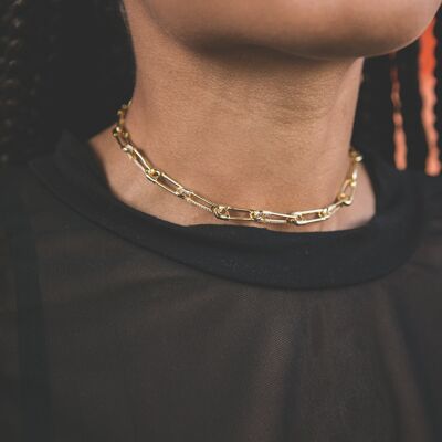 Vivienne Safety Pin Choker Necklace - Gold