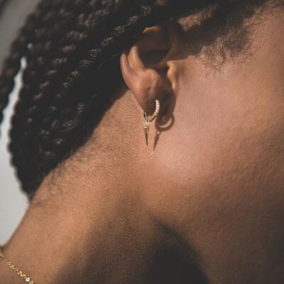 Axel Spike Drop Huggie Earrings - Gold