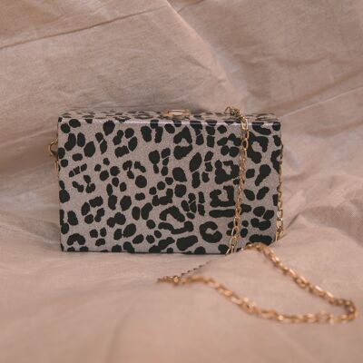 Ngozi Leopard Sparkle Box Bag - Argent