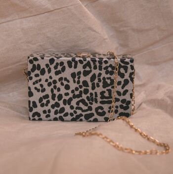 Ngozi Leopard Sparkle Box Bag - Argent 1