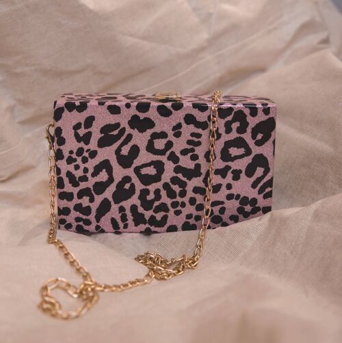 Ngozi Leopard Sparkle Box Bag - Pink