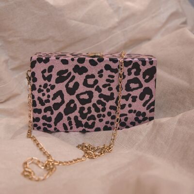 Bolsa Ngozi Leopard Sparkle Box - Rosa