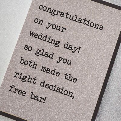 Felicitaciones por el día de su boda - ¡Barra gratis!