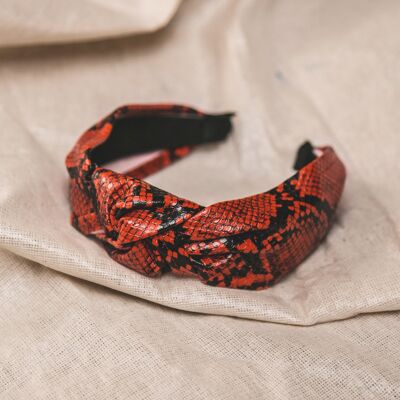 Diadema con nudo con estampado de serpiente Taylor -Rojo