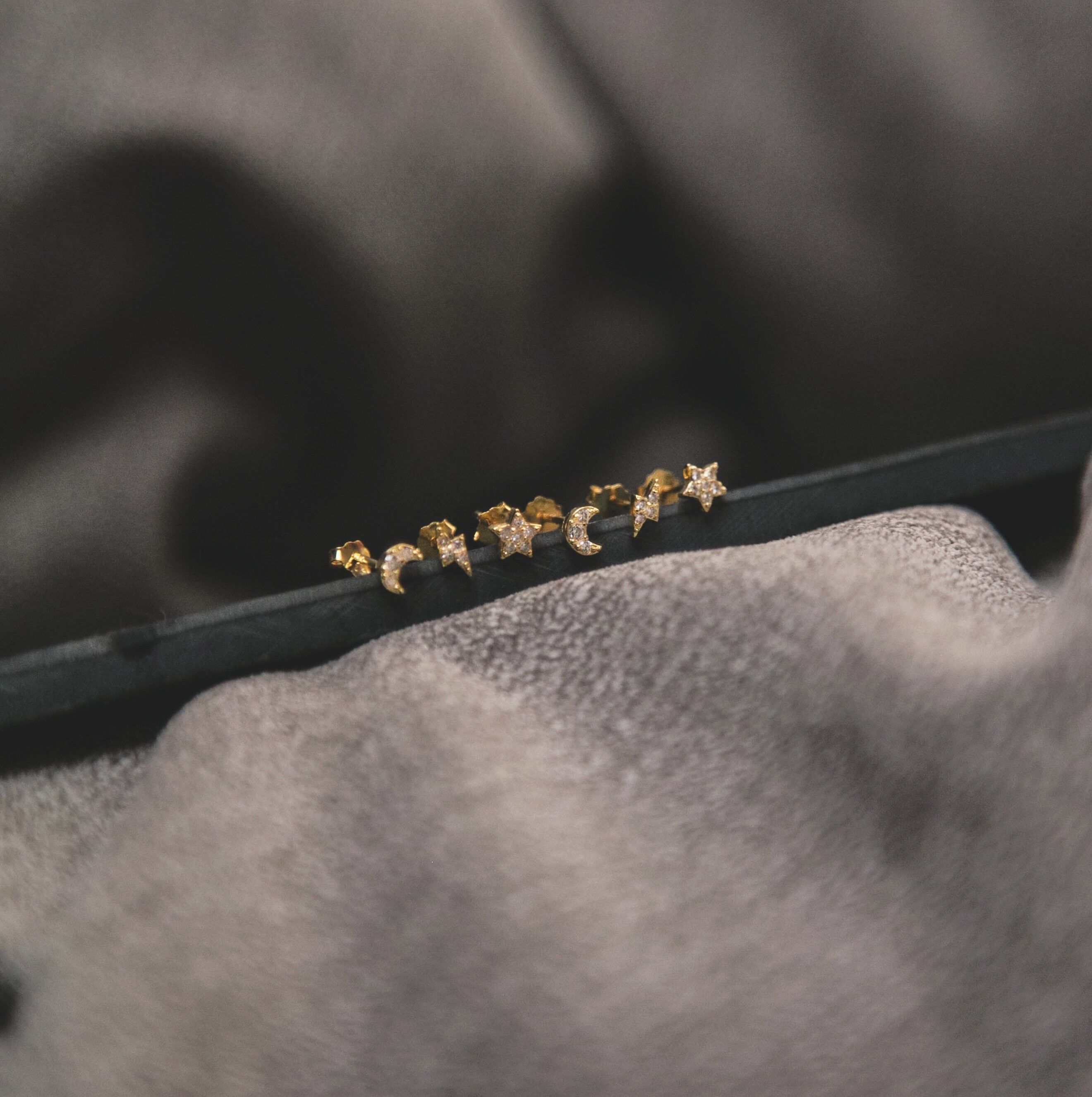 Stormy Lightning, Moon & Star Stud Earring Set