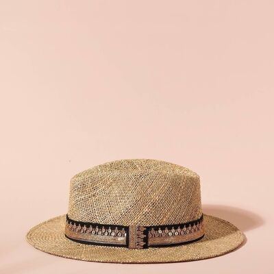 CHAPEAU PANAMA PANAMA NOIR ET DORE L