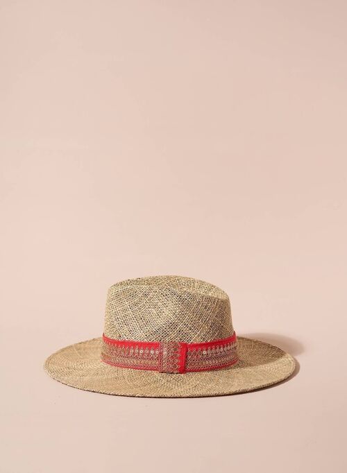 Sombrero rosa & gold straw hat