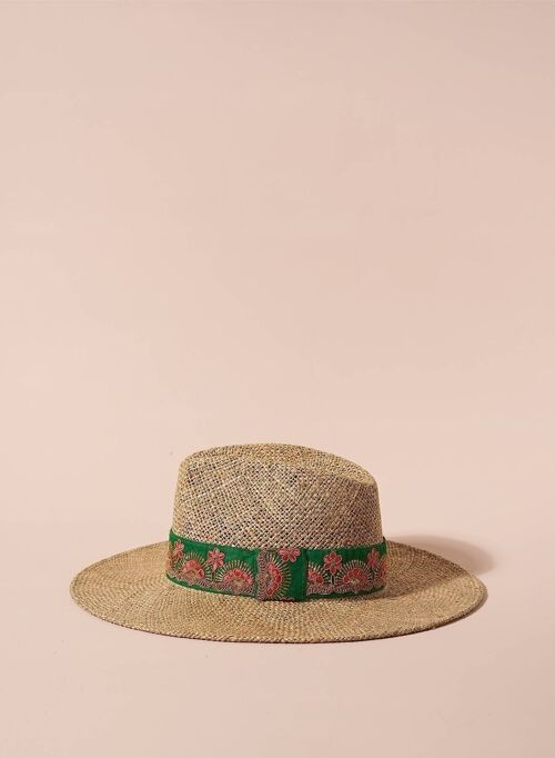 Sombrero green & rosa straw hat