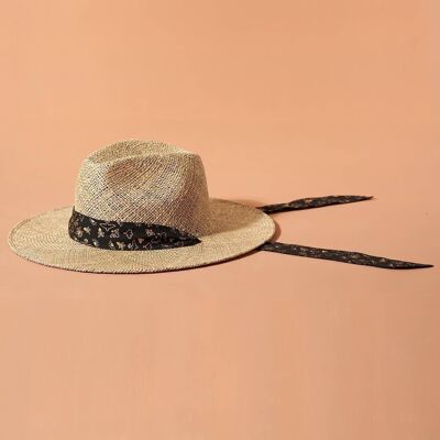 Sombrero bufanda sombrero de paja - negro y dorado
