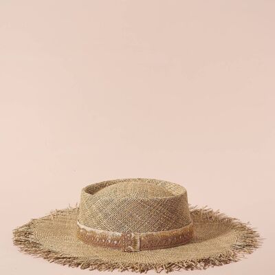 CHAPEAU John blanco & gold straw hat