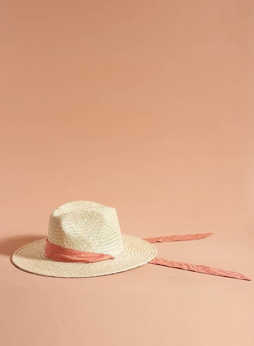 CHAPEAU Rosalie scarf coral straw hat