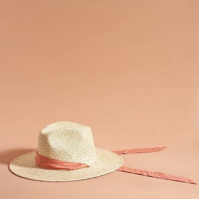 CHAPEAU Rosalie scarf coral straw hat