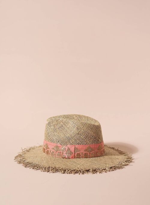 CHAPEAU Victorio rosa & gold straw hat
